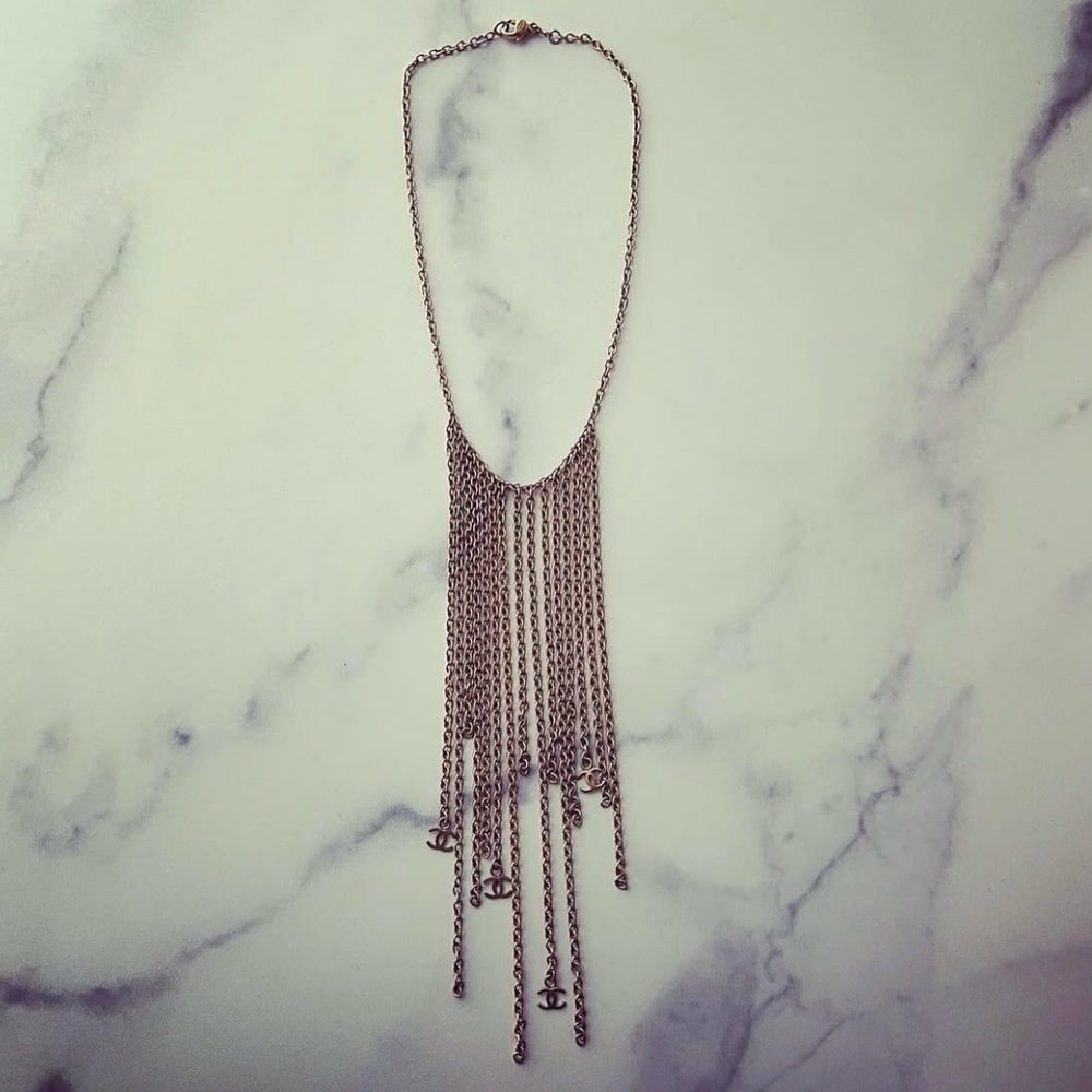 Chanel 2001P Fringe mini ccs Gold Chain Necklace